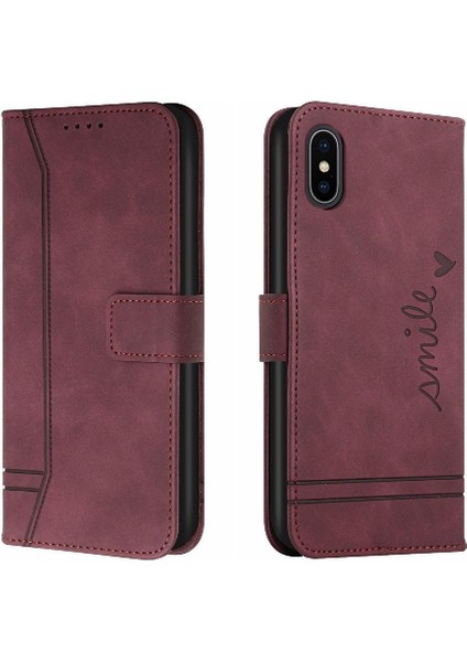 Iphone Xs Max Pu Deri Manyetik Kapatma Flip Folio Cüzdan Için Telefon Kılıfı (Yurt Dışından)