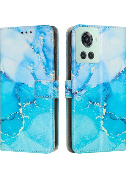 Oneplus 10R Boyalı Mermer Toka Flap Cüzdan Kılıf Kartı Ekleme Için Kılıf (Yurt Dışından)