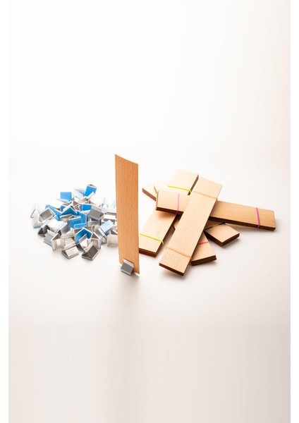 Ahşap Mum Fitili + Yapışkanlı Sehpa - 50 Adet ( 30 x 150 x 0,5 mm )