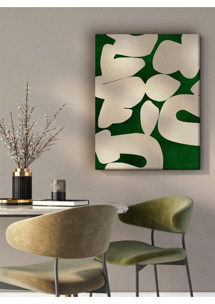 Kanvas Bej Yeşil Renkli Geometrik Modern Tablo 1043