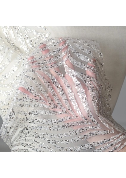 Tek Renkli Simli Sequins(Gelinlik Için Hayal Tül 001)