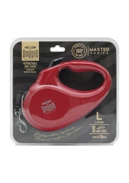 Master Otomatik Köpek Uzatma Tasması Large Kırmızı 50 kg 5 mt