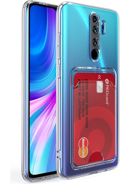Xiaomi Redmi 9 Kamera Korumalı Kartlıklı Setra Şeffaf Silikon Kılıf Ekran Koruyucu