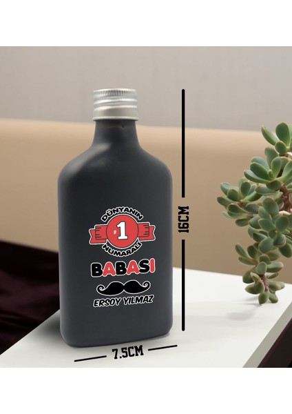 Kişiye Özel Isimli Baba Temalı Antrasit Tasarım Cam Şişede 200 ml Kolonya-6, Babaya Hediye, Babalar Günü Hediyeleri, Hediyelik Baskılı Kolonya