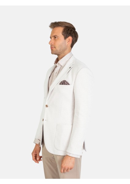Toss Erkek 6 Drop Ceket-Ekru