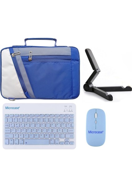 Tcl Tab 10L 2.nesil Uyumlu Tablet Çanta+Türkçe Bluetooth Klavye +Mouse+ Standı-Mavi AL4384