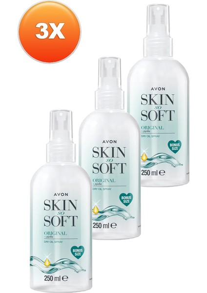 Skin So Soft Orijinal Kuru Yağ Vücut Spreyi Üçlü Set 250 ml