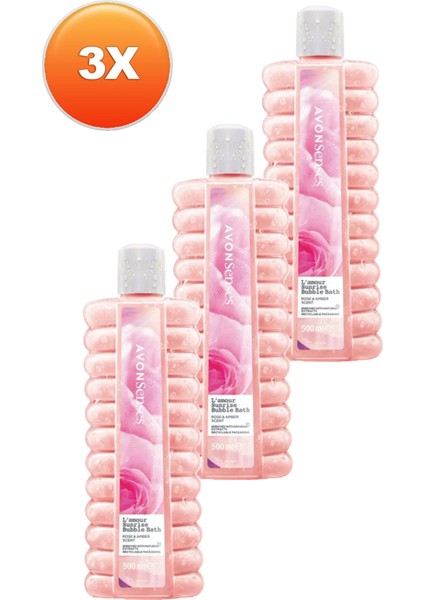 L'amour Sunrise Gül ve Kehribar Kokulu Banyo Köpüğü 500 Ml. Üçlü Set