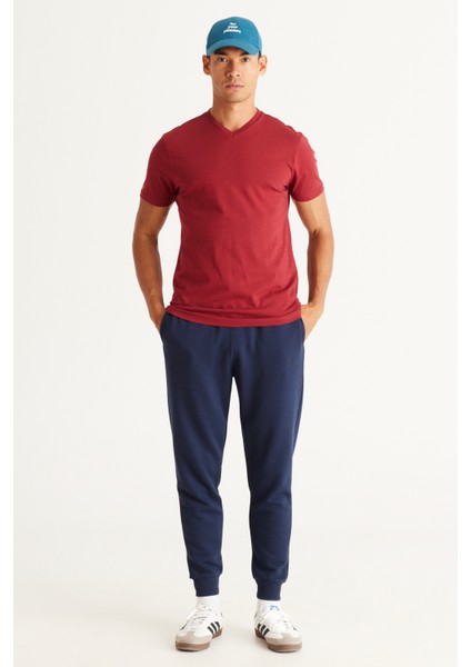 2'li Slim Fit Dar Kesim V Yaka %100 Pamuk T-Shirt