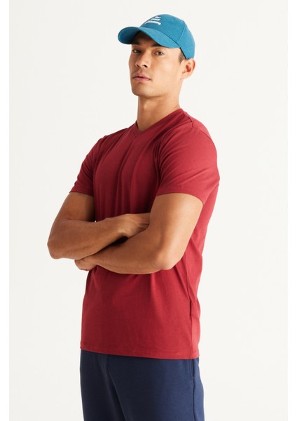 2'li Slim Fit Dar Kesim V Yaka %100 Pamuk T-Shirt