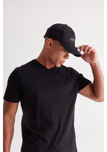 2'li Slim Fit Dar Kesim V Yaka %100 Pamuk T-Shirt