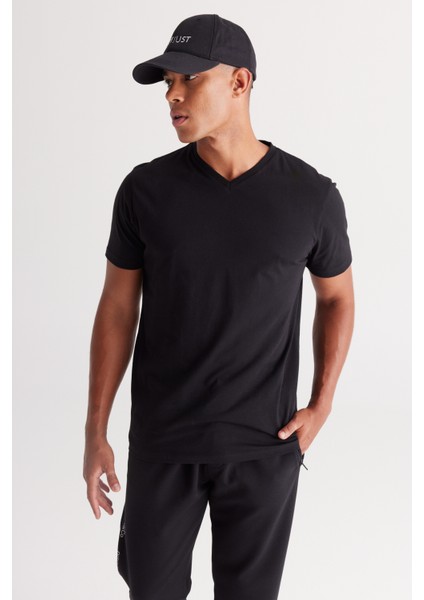 2'li Slim Fit Dar Kesim V Yaka %100 Pamuk Tişört