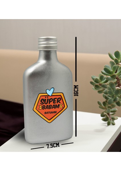 Kişiye Özel Isimli Baba Temalı Gümüş Tasarım Cam Şişede 200 ml Kolonya-2, Babaya Hediye, Babalar Günü Hediyeleri, Hediyelik Baskılı Kolonya
