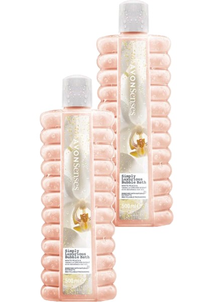 Simply Luxurious Beyaz Şeftali ve Vanilya Orkide Kokulu Banyo Köpüğü 500 Ml. Ikili Set