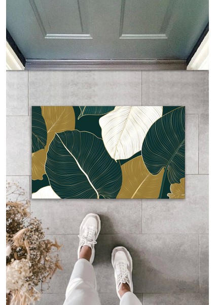 3D Baskı Özel Tasarım Koyu Yeşil Yaprak Dış Mekan Paspas