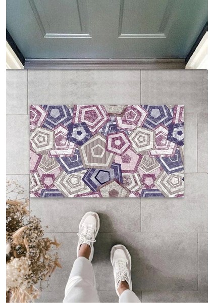 Mürdüm Kapı Önü Paspası Altıgen Desen K-3205