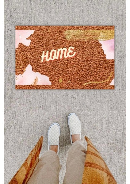 Dijital Baskı Dekoratif Home Kahverengi Kapı Önü Paspası K-1235