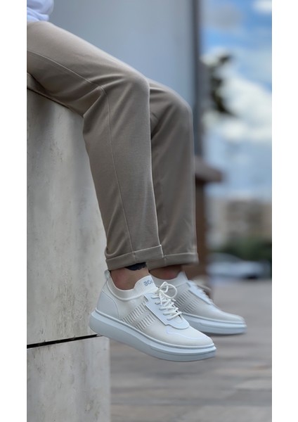 BA0812 Özel Örme Triko Tarz Beyaz Renk Spor Ayakkabı