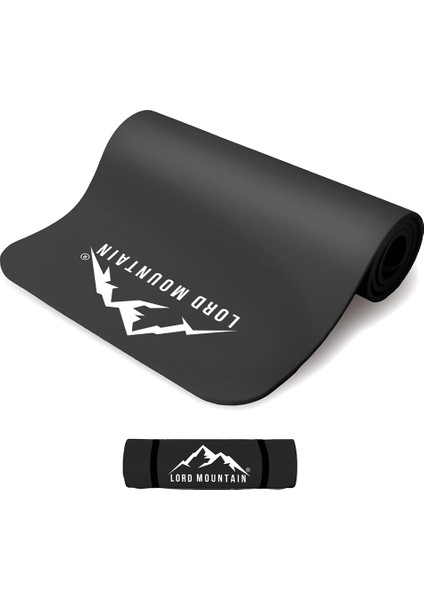 Lord Mountain Premium Pilates Yoga Matı,spor Matı,egzersiz Matı,pilates Minderi,kaymaz TABAN,180X55 cm 10 mm Siyah