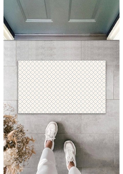 3D Baskı Özel Tasarım Krem Motif Dış Mekan Paspas