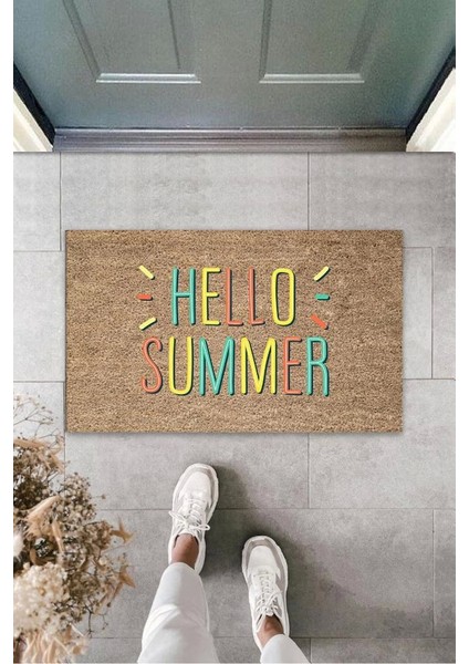 Sarı Kapı Önü Paspası Hello Summer Desen K-3279