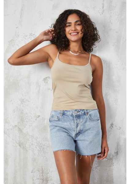 Taş Ince Ip Askılı Pamuklu Basic Atlet 27274