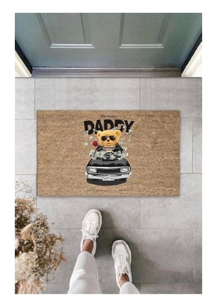 Dekoratif Dijital The Sugar Daddy Ayıcık Bej Kapı Paspası Dış Mekan Paspas K-3174