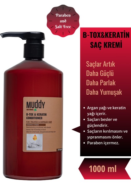 Aşırı Yıpranmış Saçlara B-Tox&keratin ŞAMP.1000 Ml+Onarıcı B-Tox&keratin Conditioner Krem 1000 Ml.