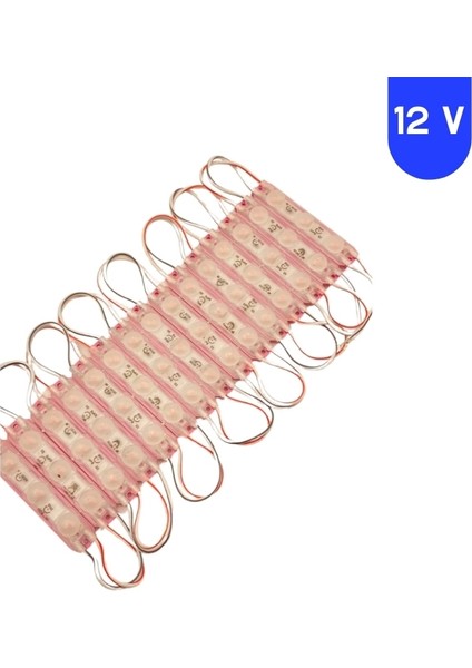 12 Volt 1.5 Watt 3 Lensli Pembe 2835 Smd LED Modül IP65 10 Adet Modül