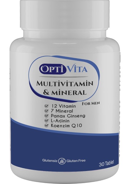 Multivitamin & Mineral For Men 30 Tablet Erkekler Için