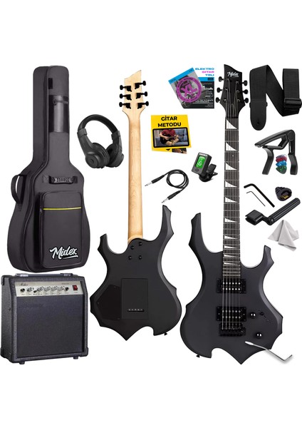 FORCE-AMP30 Üst Seviye 30 Watt Amfili Elektro Gitar H-H Profesyonel Full Set Aksesuarlı