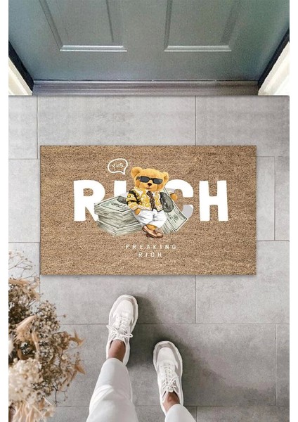 Bej Kapı Önü Paspası Rich Ayıcık Desen K-3348