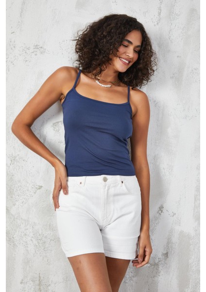 Lacivert Ince Ip Askılı Pamuklu Basic Atlet 27274 fırsatları