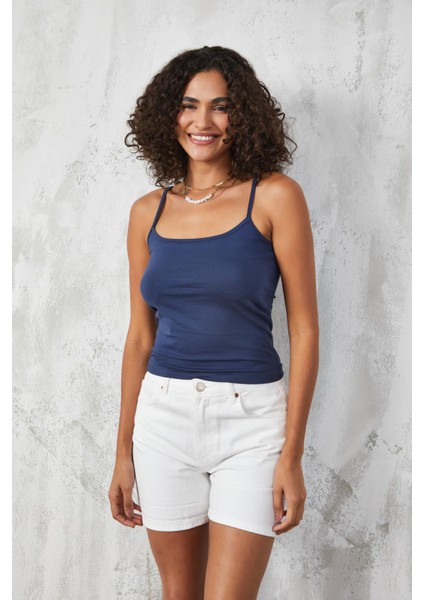Lacivert Ince Ip Askılı Pamuklu Basic Atlet 27274 indirimleri