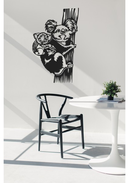 Ağaca Sarılmış Sevimli Koala ve Yavrusu Metal Duvar Tablosu Ev Dekorasyon Salon Dekoru Tablo Doğa