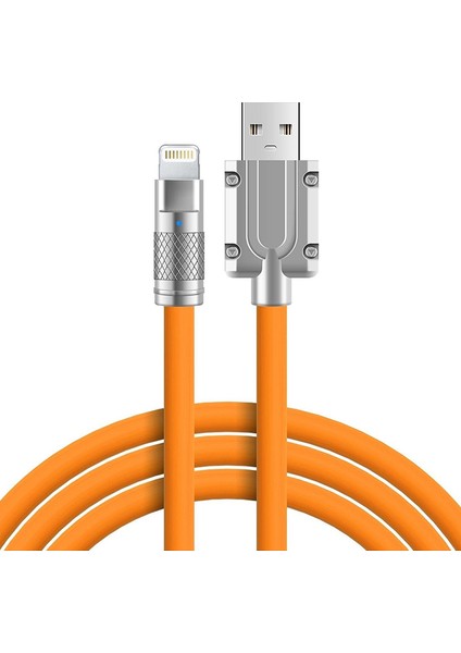 6A 120W 180° Dönebilen USB To iPhone Lightning Hızlı Şarj Kablosu Silikon Kablo 1 Metre