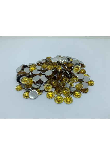 Süsleme Taşı Yuvarlak Sarı 12MM 2500 Adet Polyester Taş