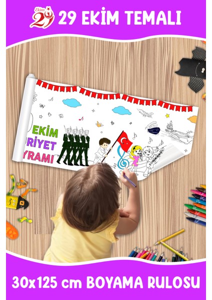 29 Ekim Temalı Boyama Rulosu 30X125 cm