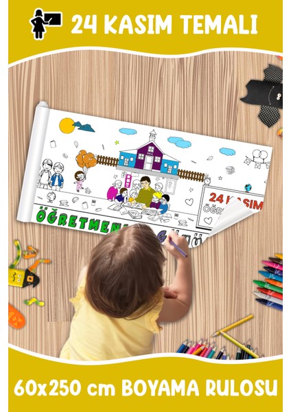 24 Kasım Temalı Dev Boyama Rulosu 60X250 cm