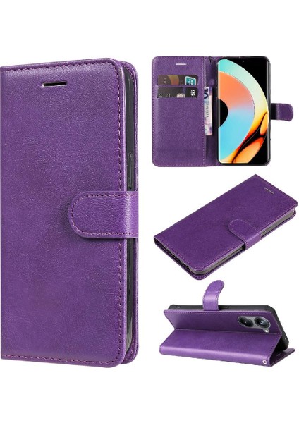 Kart Yuvası ile Realme 10 Pro Artı 5g Klasik Düz Renk Için Flip Case (Yurt Dışından)