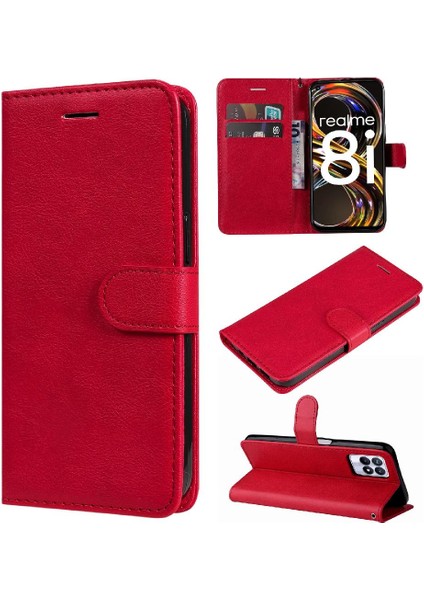 Kart Yuvası Klasik Katı ile Realme 8i Yüksek Kaliteli Deri Için Flip Case (Yurt Dışından) indirimleri