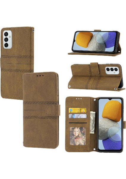 Samsung Galaxy M23 Manyetik Kapatma Pu Deri Kickstand Için Flip Case (Yurt Dışından)