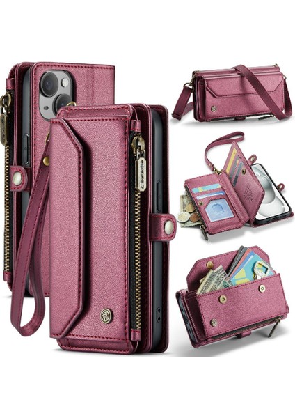 Iphone 15 Için Crossbody Durumda Artı Durumda Cüzdan Kart Tutucu Cüzdan Kılıf Için (Yurt Dışından)