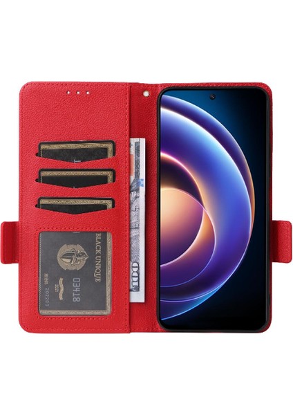 Xiaomi Poco M6 Pro 5g Için Kılıf Kart Yuvaları Tutucu Manyetik Cüzdan Pu Yan (Yurt Dışından) modelleri