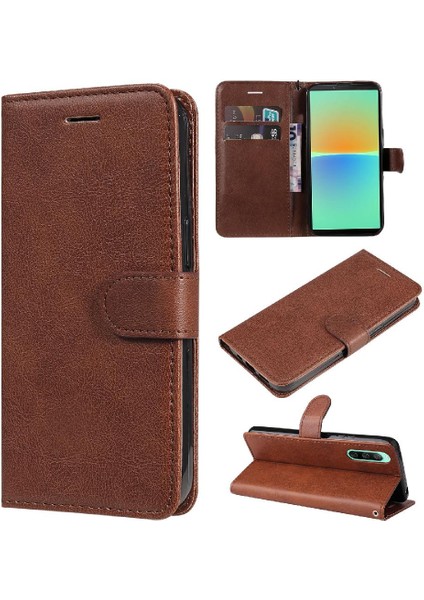 Kart Yuvası ile Sony Xperia 10 Iv Için Flip Case Iş Cüzdan Telefon Kılıfı (Yurt Dışından)