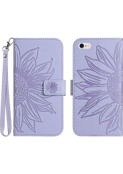 Iphone 6/6s Kısa Kayış Kabartmalı Ayçiçeği Lüks Pu Deri ile (Yurt Dışından)