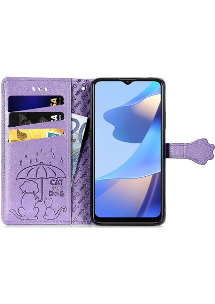 Oppo A16 Flip Kapak Için Kılıf Karikatür Hayvanlar Darbeye Kısa Kayış Kılıf (Yurt Dışından)