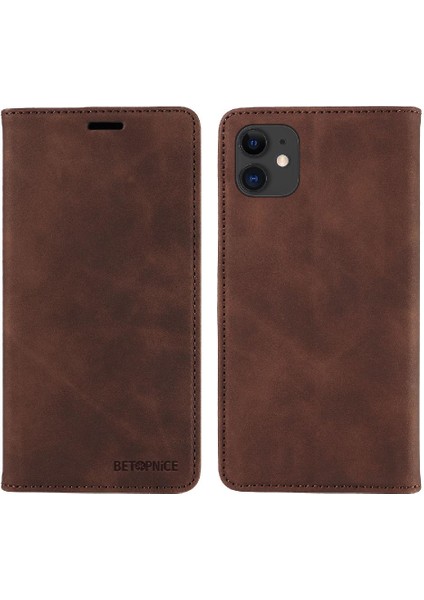 Iphone 12 Için Kılıf Mini Manyetik Koruyucu Pu Deri Folio Cüzdan (Yurt Dışından)