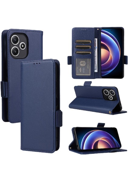 Xiaomi Poco M6 Pro 5g Için Kılıf Kart Yuvaları Tutucu Manyetik Cüzdan Pu Yan (Yurt Dışından)