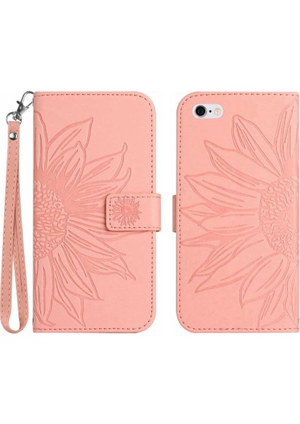 Iphone 6 Için Kılıf Artı/6s Artı Flip Cüzdan Telefon Kılıfı Kabartmalı Ayçiçeği (Yurt Dışından)